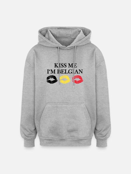 KISS ME I'm Belgian - Oversized Unisex Hoodie - heather grey