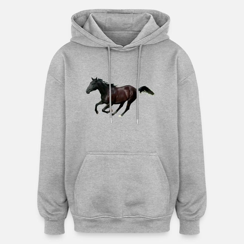 Cheval - Sweat à capuche oversize unisexe - gris chiné
