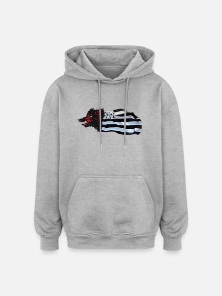 sanglier_breizh - Sweat à capuche oversize unisexe - gris chiné