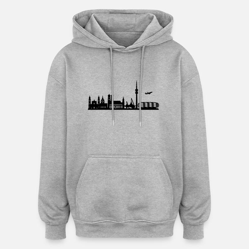 Skyline Munich - Sweat à capuche oversize unisexe - gris chiné