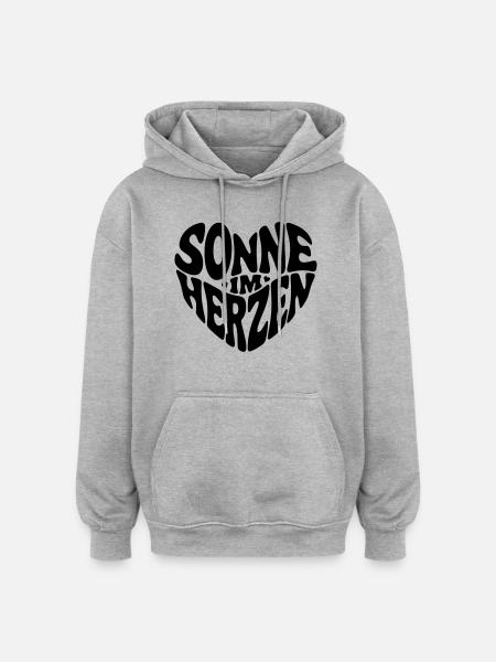 Sonne im Herzen - Oversized Unisex Hoodie - Grau meliert