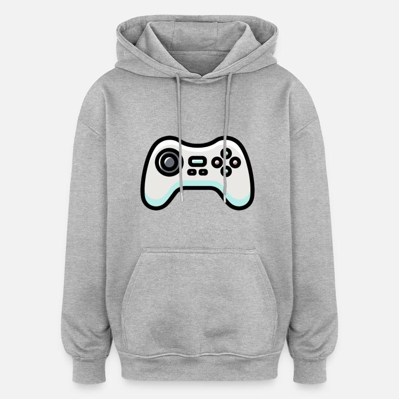 logo manette de jeu - Sweat à capuche oversize unisexe - gris chiné
