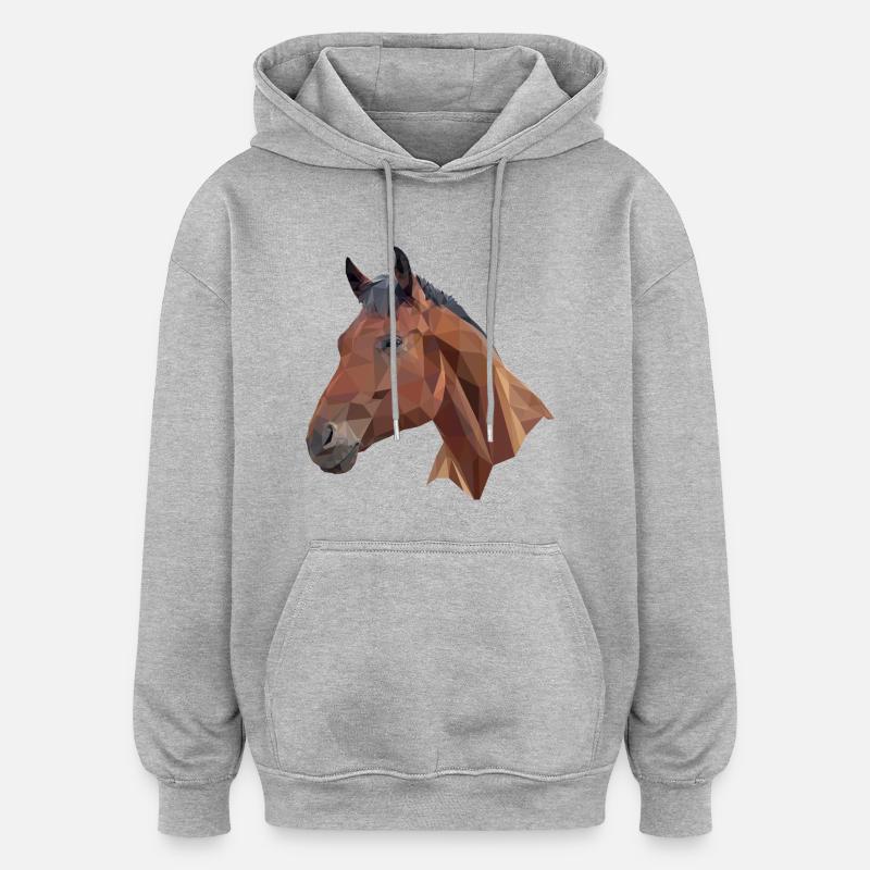 Cheval poly - Sweat à capuche oversize unisexe - gris chiné