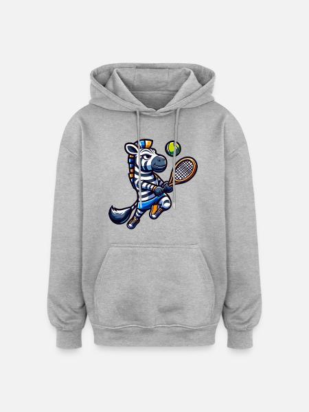 Zebra Tennis Player Serve - Oversized Unisex Hoodie - heather grey