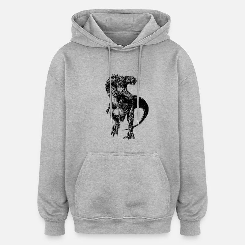 Dinosaur 5 - Sweat à capuche oversize unisexe - gris chiné