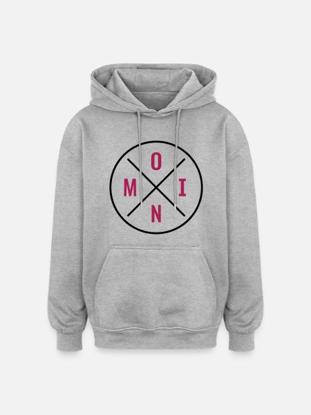 Moin Kreis Kreuz - Oversized Unisex Hoodie - Grau meliert