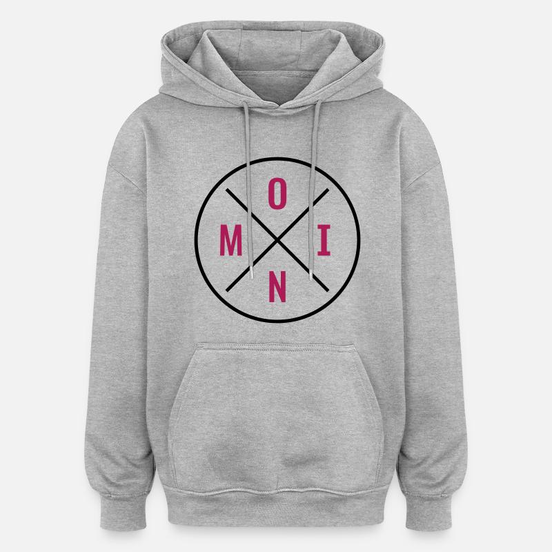 Moin Kreis Kreuz - Oversized Unisex Hoodie - Grau meliert