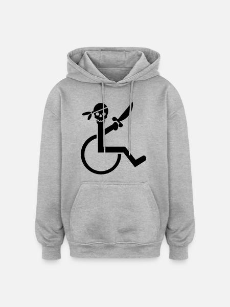 Wheelchair pirate # - Oversized Unisex Hoodie - heather grey