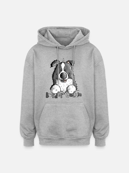 Sweet Border Collie - Dog - Oversized Unisex Hoodie - heather grey