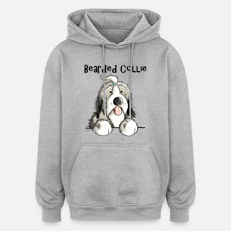 Mignon Bearded Collie - Sweat à capuche oversize unisexe - gris chiné
