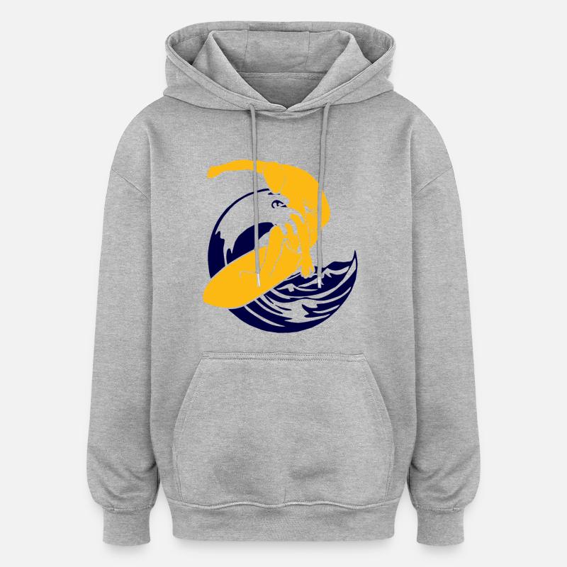 Planche de surf | Surfeur | Surfer - Sweat à capuche oversize unisexe - gris chiné