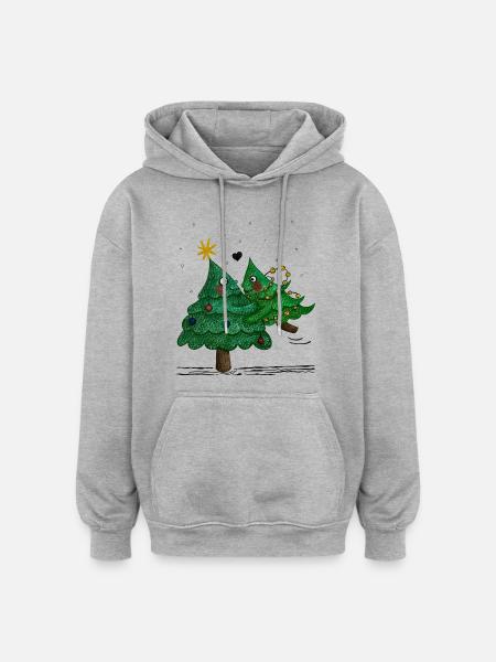 Cute Christmas Trees - Oversized Unisex Hoodie - heather grey