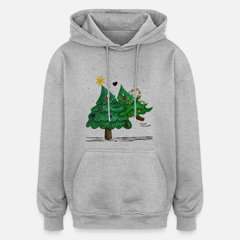 Niedliche Weihnachtsbäume - Oversized Unisex Hoodie - Grau meliert