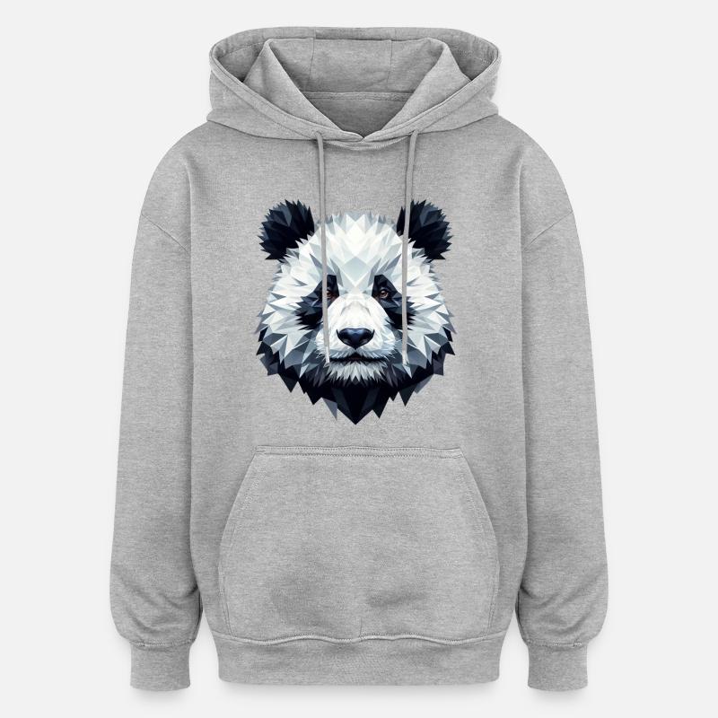Panda Gesicht Polygon Kunst Geometrie - Oversized Unisex Hoodie - Grau meliert