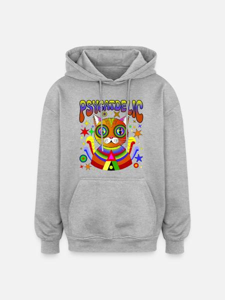 PSYCATDELIC - Oversized Unisex Hoodie - heather grey