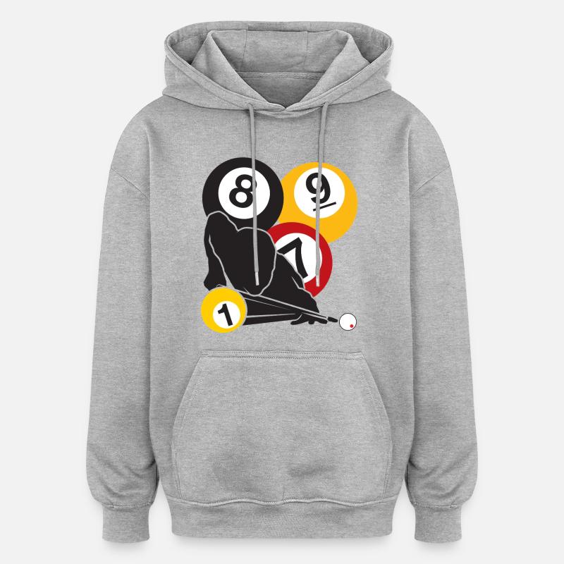 Focus Billard - Sweat à capuche oversize unisexe - gris chiné