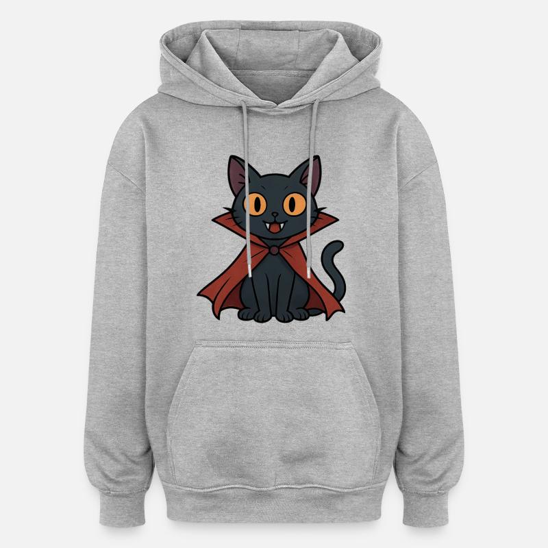 Vampirkätzchen im Cape schwarze Katze - Oversized Unisex Hoodie - Grau meliert