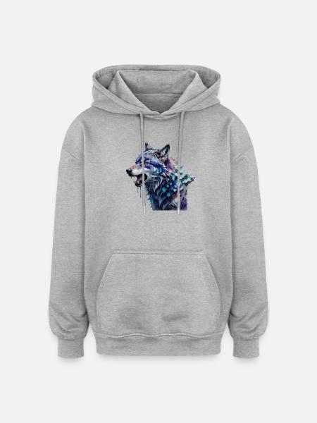 Alpha Wolf - Oversized Unisex Hoodie - heather grey