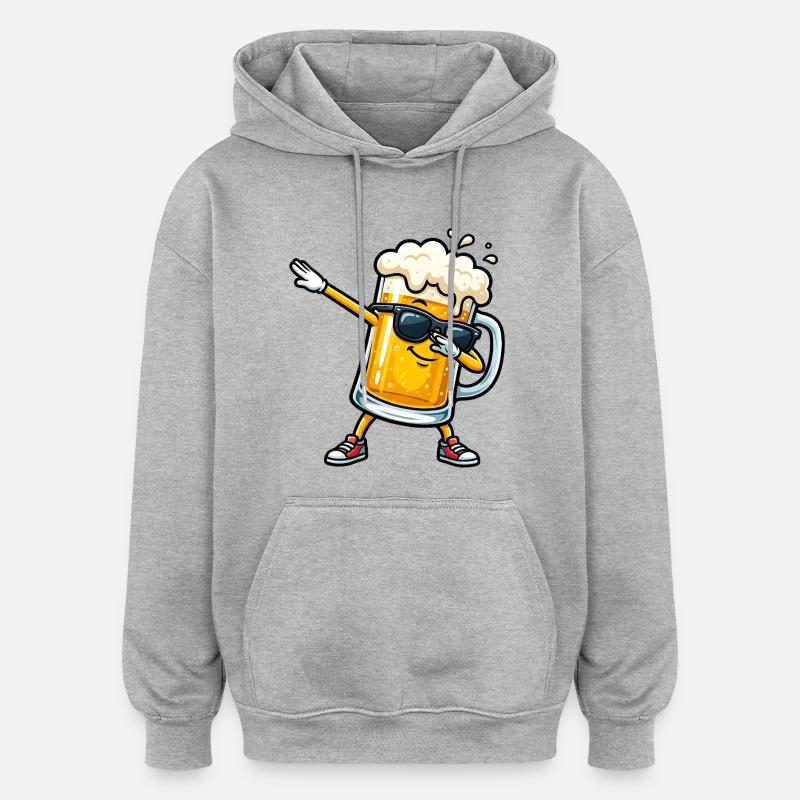 Tamponner la chope de bière - Sweat à capuche oversize unisexe - gris chiné