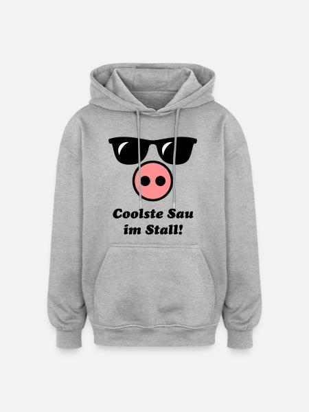 Coolste Sau Im Stall! (Cool) - Oversized Unisex Hoodie - Grau meliert