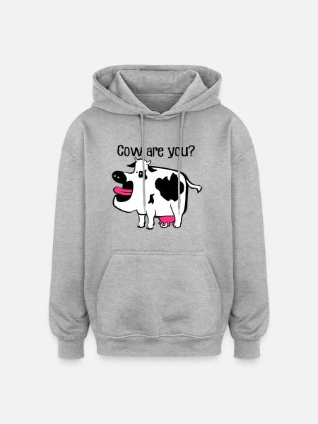 Cow are you? - Oversized Unisex Hoodie - heather grey