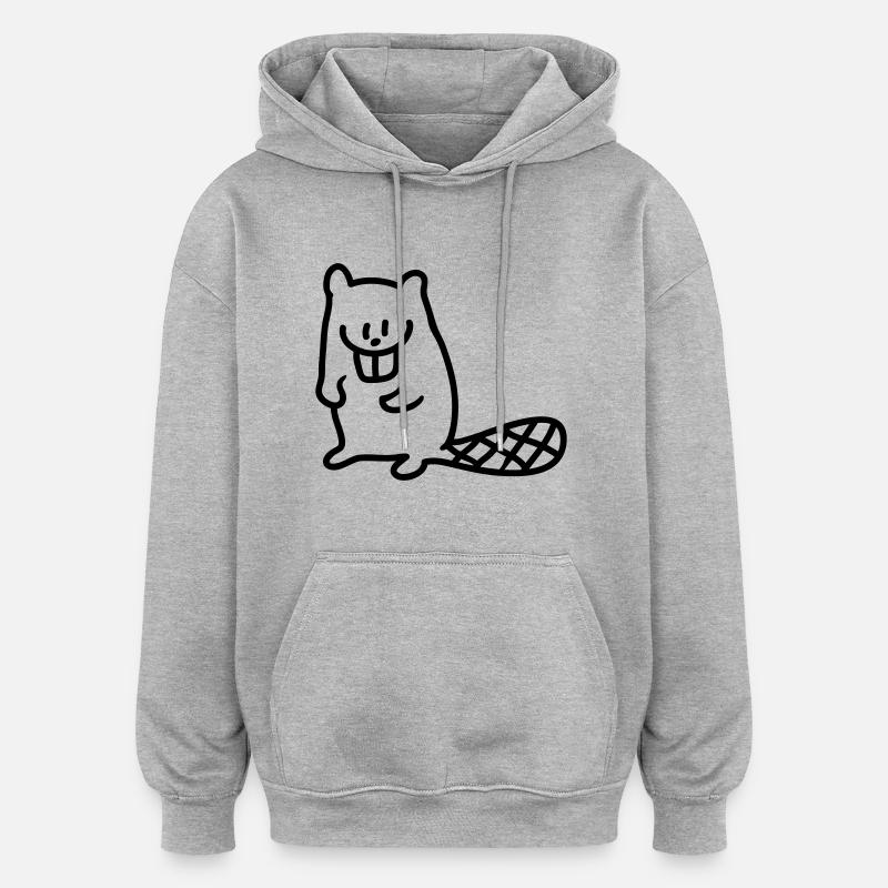 Biber - ligne - Sweat à capuche oversize unisexe - gris chiné