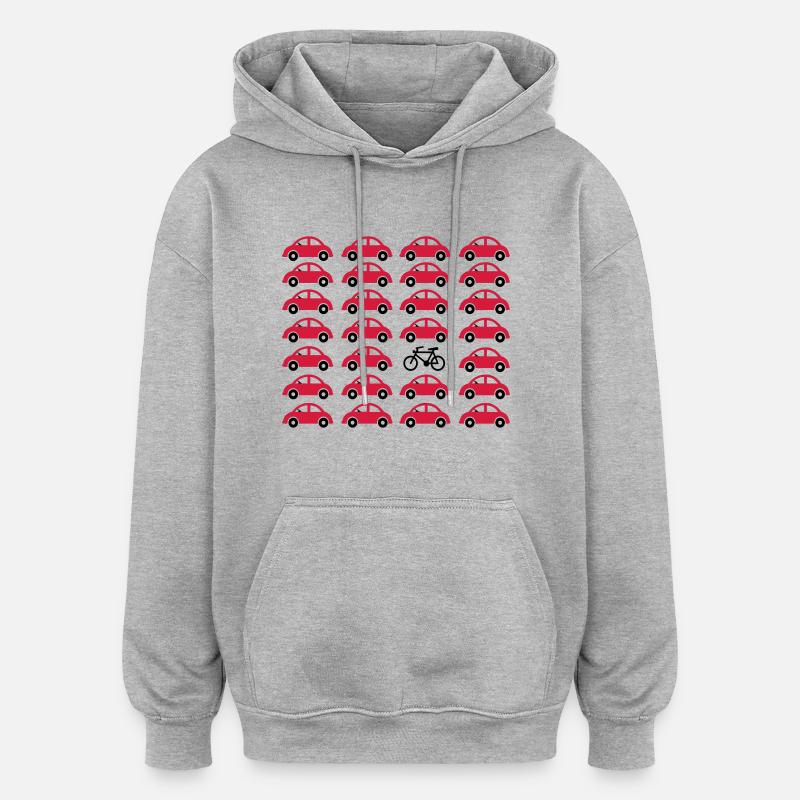 Vélo au lieu de voiture - Sweat à capuche oversize unisexe - gris chiné