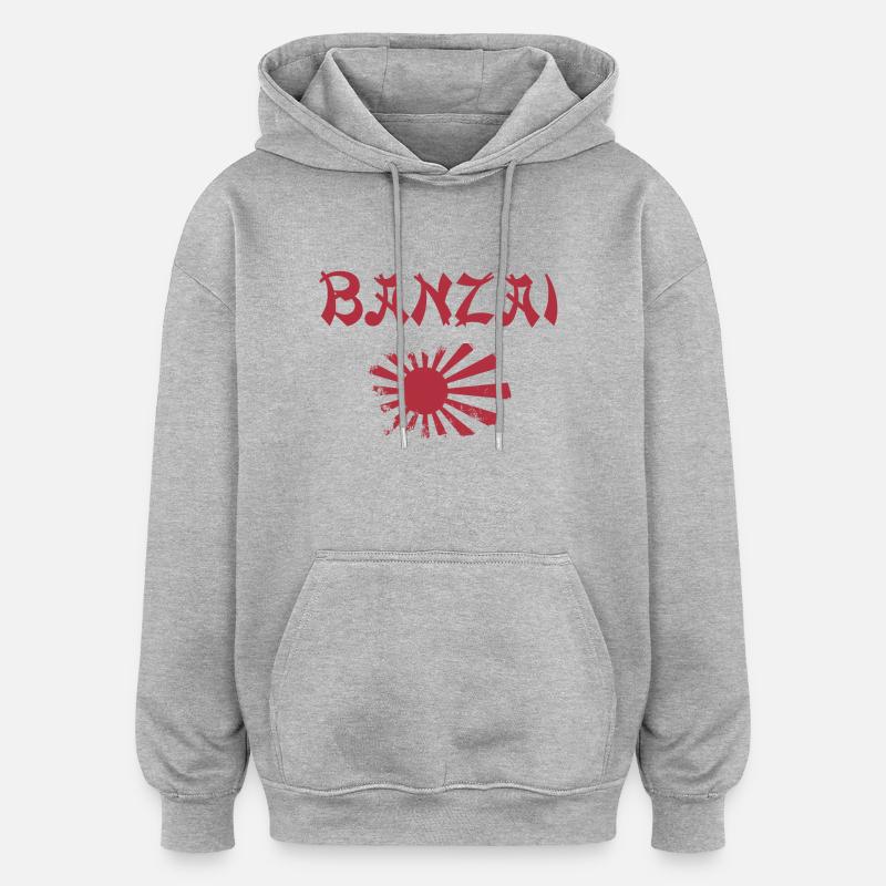 Banzai Japon - Sweat à capuche oversize unisexe - gris chiné
