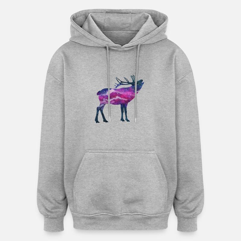 Space Hirsch - Oversized Unisex Hoodie - Grau meliert