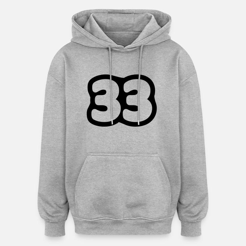 33 / / Anniversaire / / anniversaire / / - Sweat à capuche oversize unisexe - gris chiné