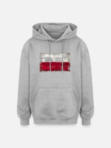 Poland - Polen - Oversized Unisex Hoodie - Grau meliert