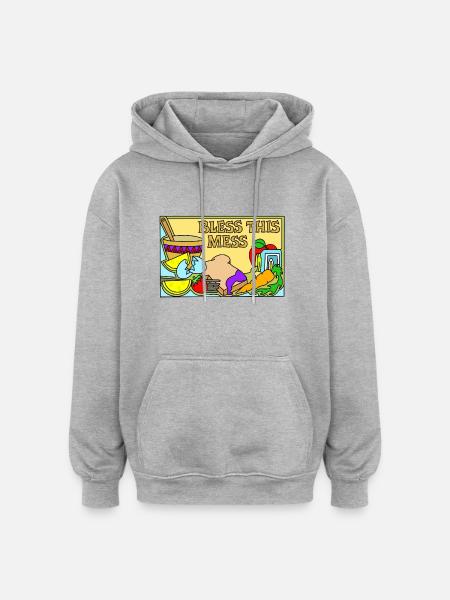 Food - mess kitchen :) - Oversized Unisex Hoodie - heather grey