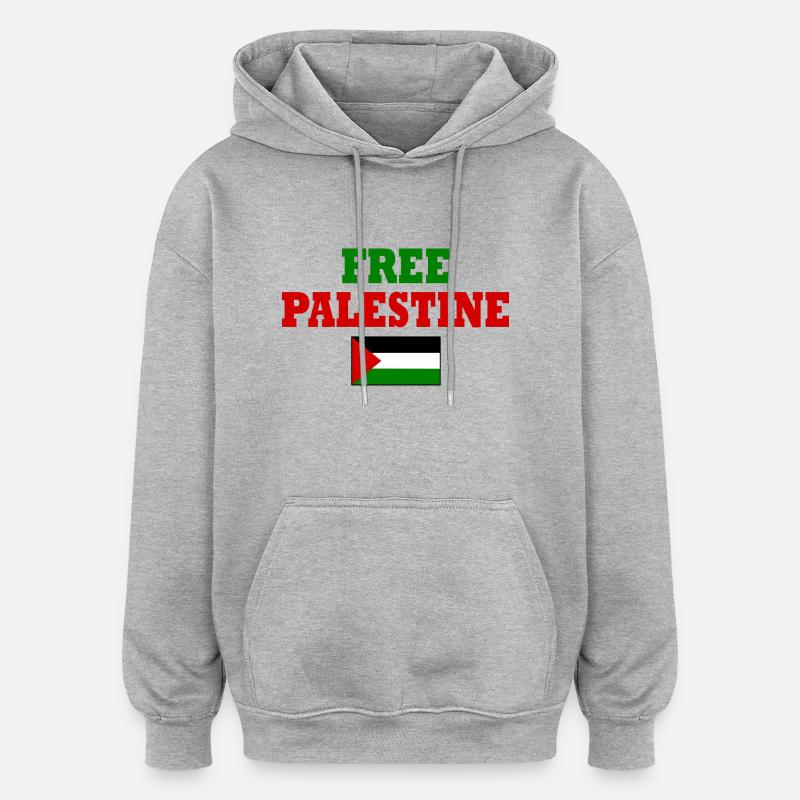 Free palestine - Sweat à capuche oversize unisexe - gris chiné