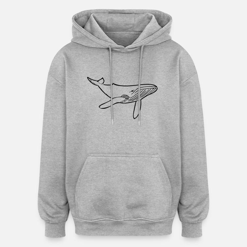 Wal - Oversized Unisex Hoodie - Grau meliert