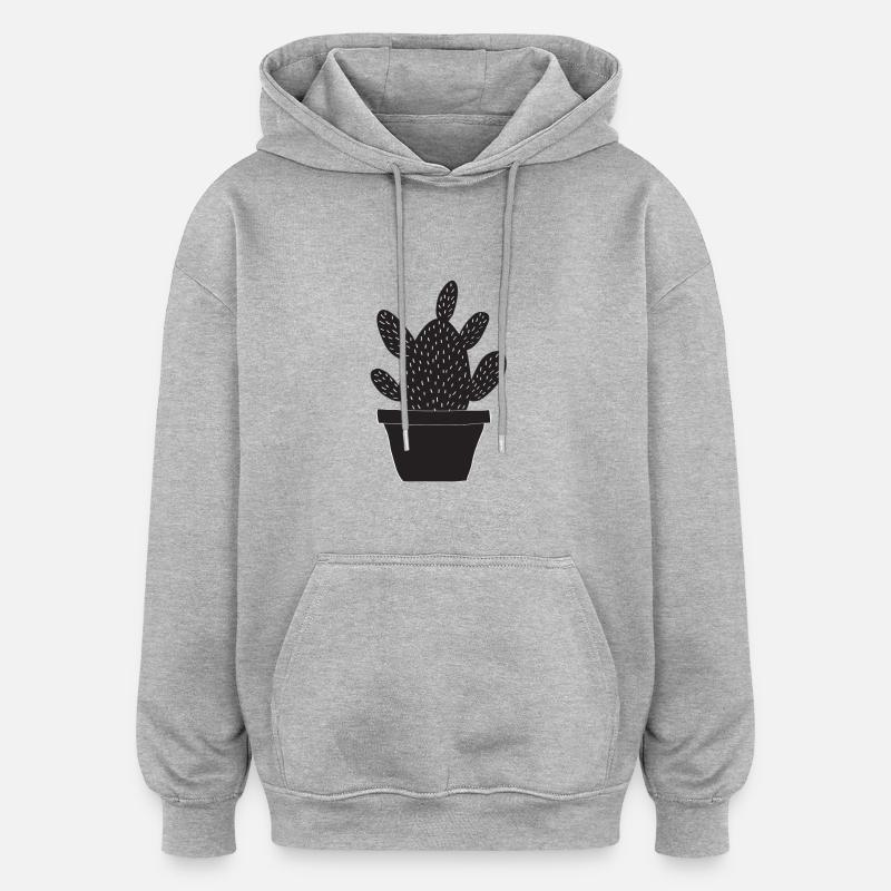 CACTUS - Sweat à capuche oversize unisexe - gris chiné