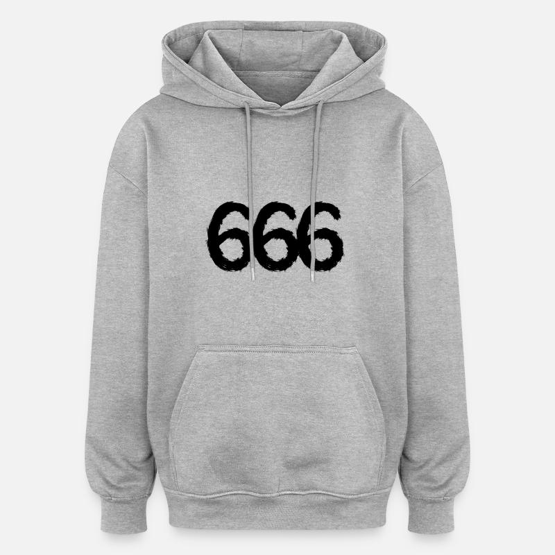 Symbole du numéro 666 - Sweat à capuche oversize unisexe - gris chiné