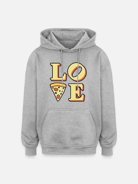 pizza love - Oversized Unisex Hoodie - Grau meliert