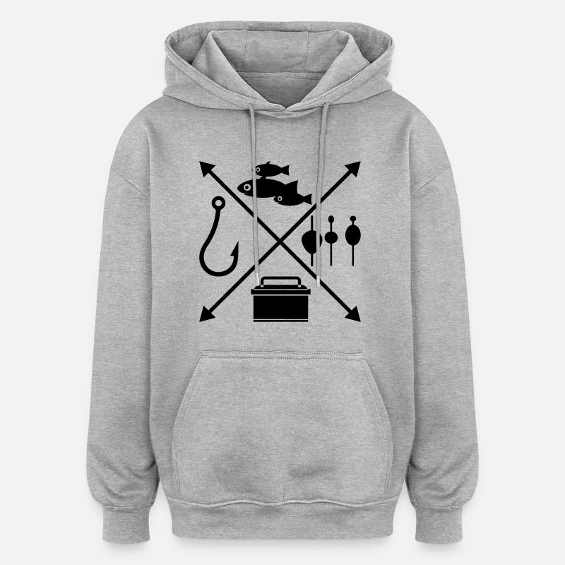 pêche - Sweat à capuche oversize unisexe - gris chiné