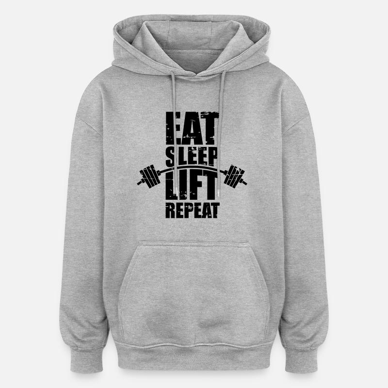 Essen Schlaf Lift - Oversized Unisex Hoodie - Grau meliert
