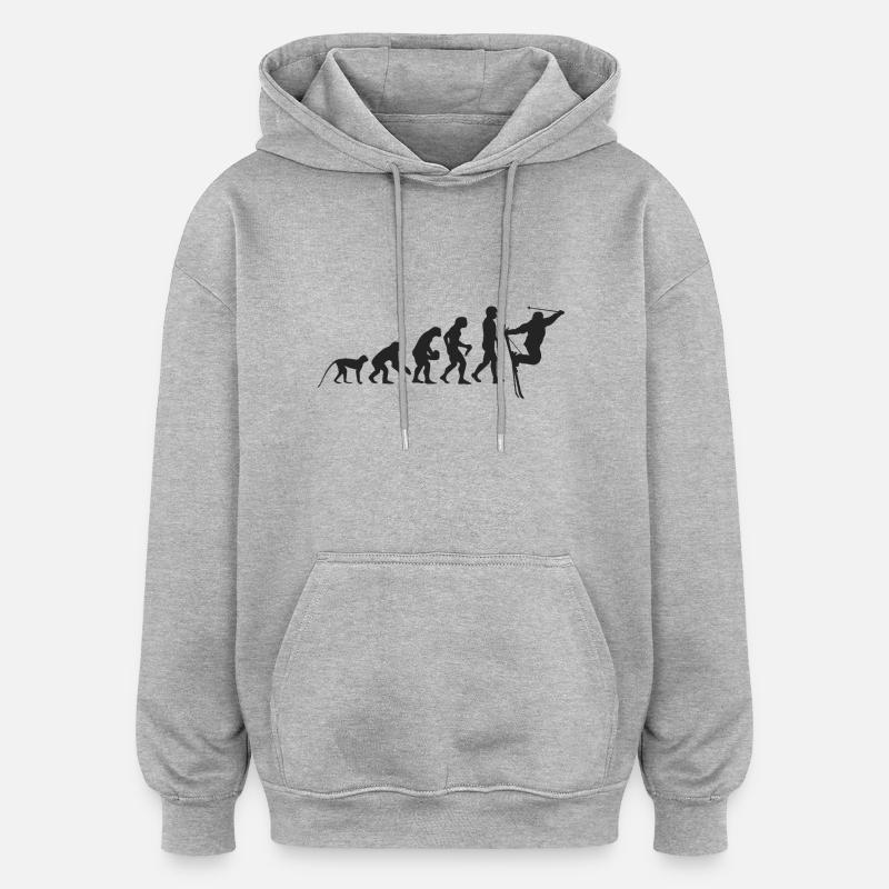 Ski Evolution - Oversized Unisex Hoodie - Grau meliert
