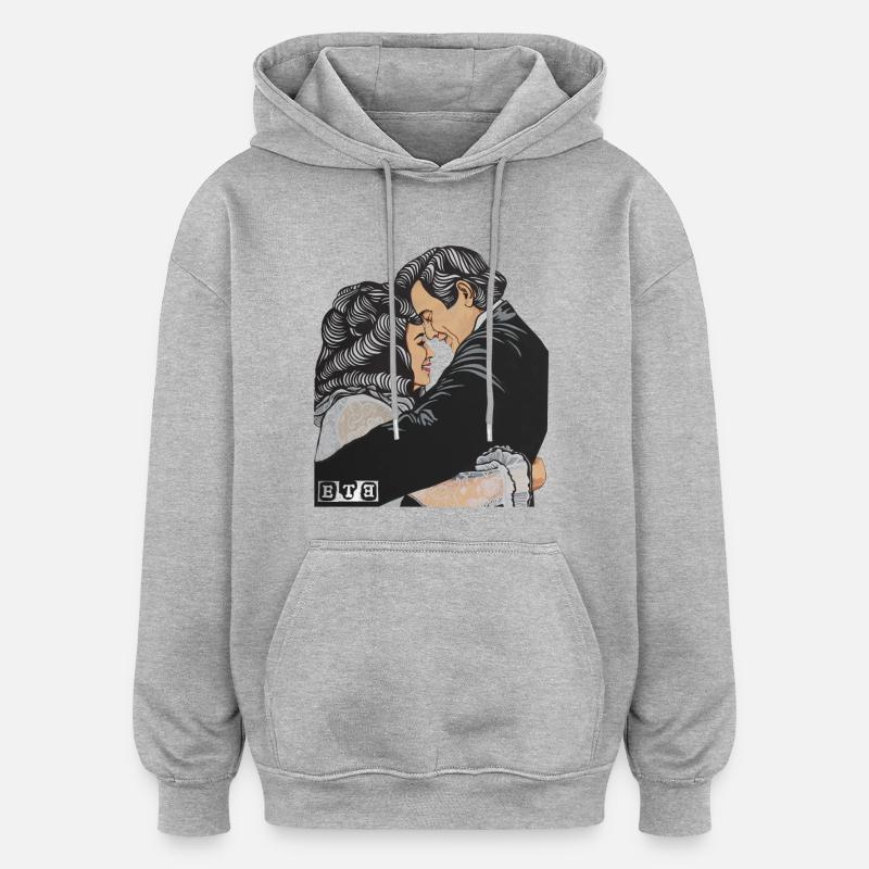 kc - Sweat à capuche oversize unisexe - gris chiné