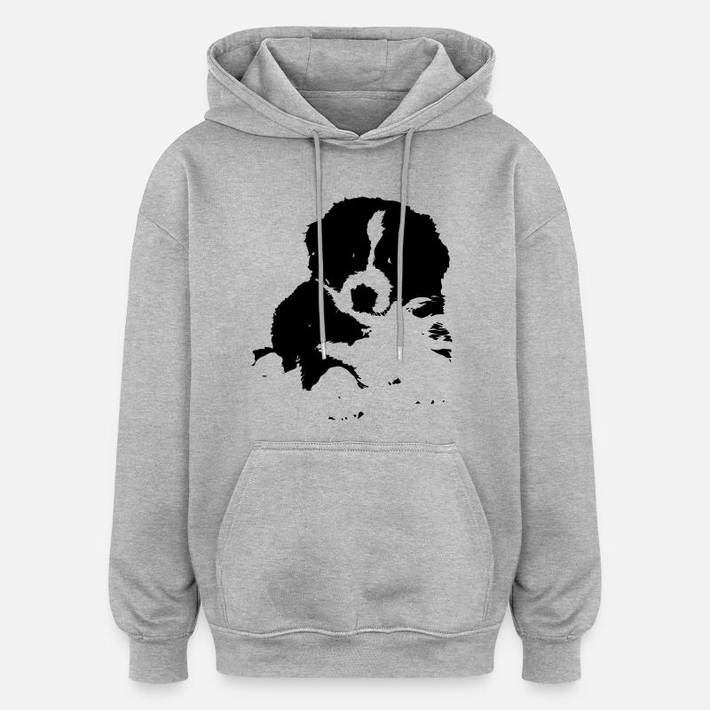 Chien mignon - Sweat à capuche oversize unisexe - gris chiné