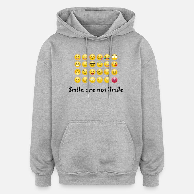 Smiley - Sweat à capuche oversize unisexe - gris chiné