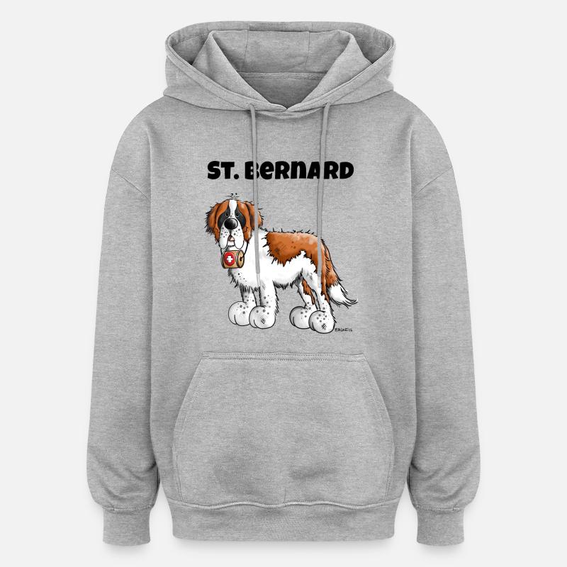 Saint Bernard - Sweat à capuche oversize unisexe - gris chiné