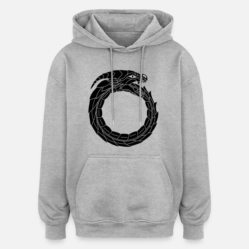 Verschlingender Schwarzer Drache - Oversized Unisex Hoodie - Grau meliert