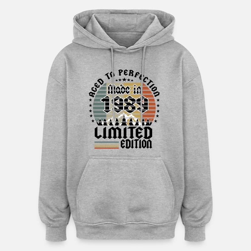 Édition limitée 1989 - Sweat à capuche oversize unisexe - gris chiné