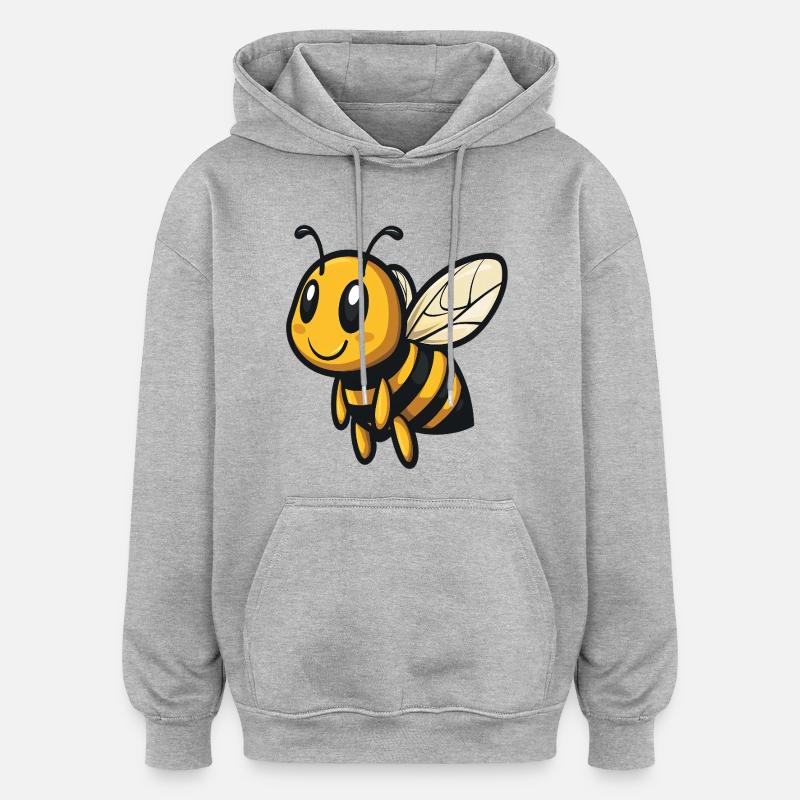 Abeille douce et occupée :) - Sweat à capuche oversize unisexe - gris chiné