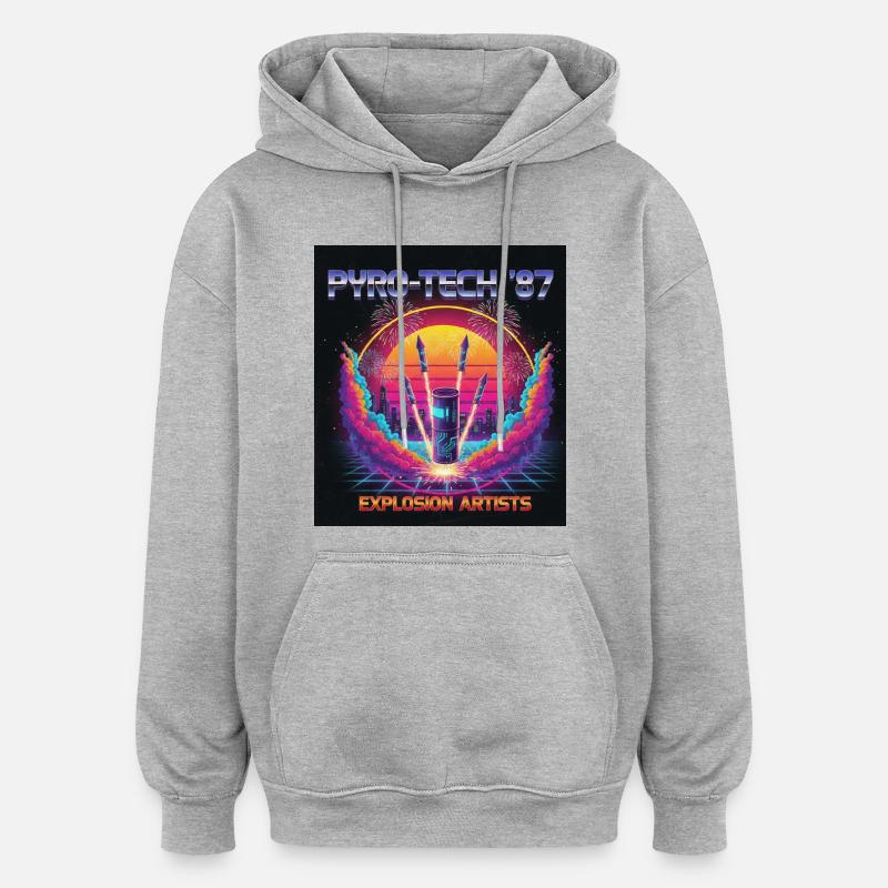 Cyber Pyro - Sweat à capuche oversize unisexe - gris chiné