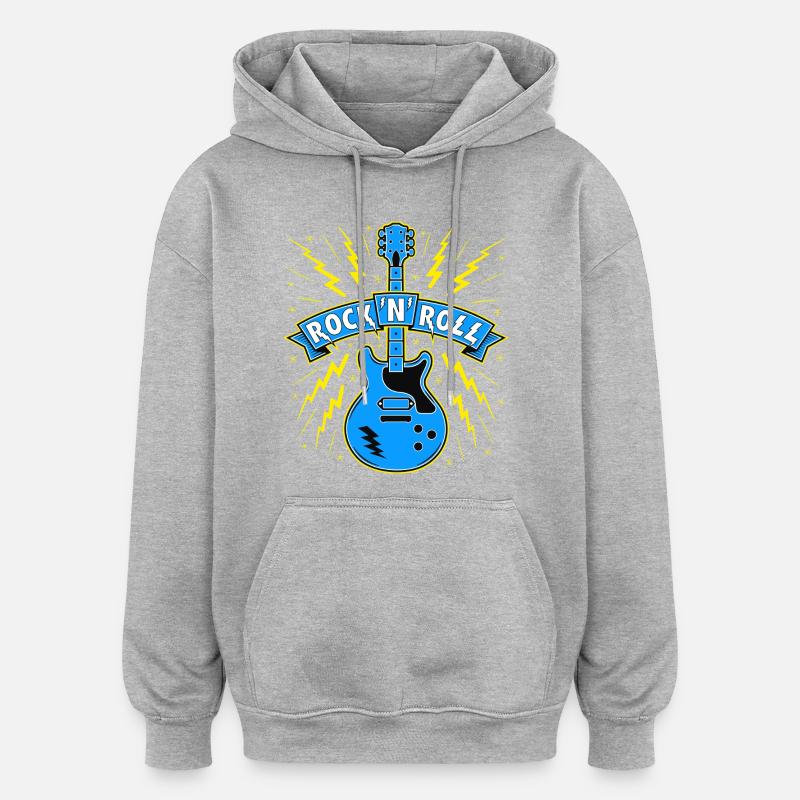 Guitare Rock 'n' Roll - Sweat à capuche oversize unisexe - gris chiné