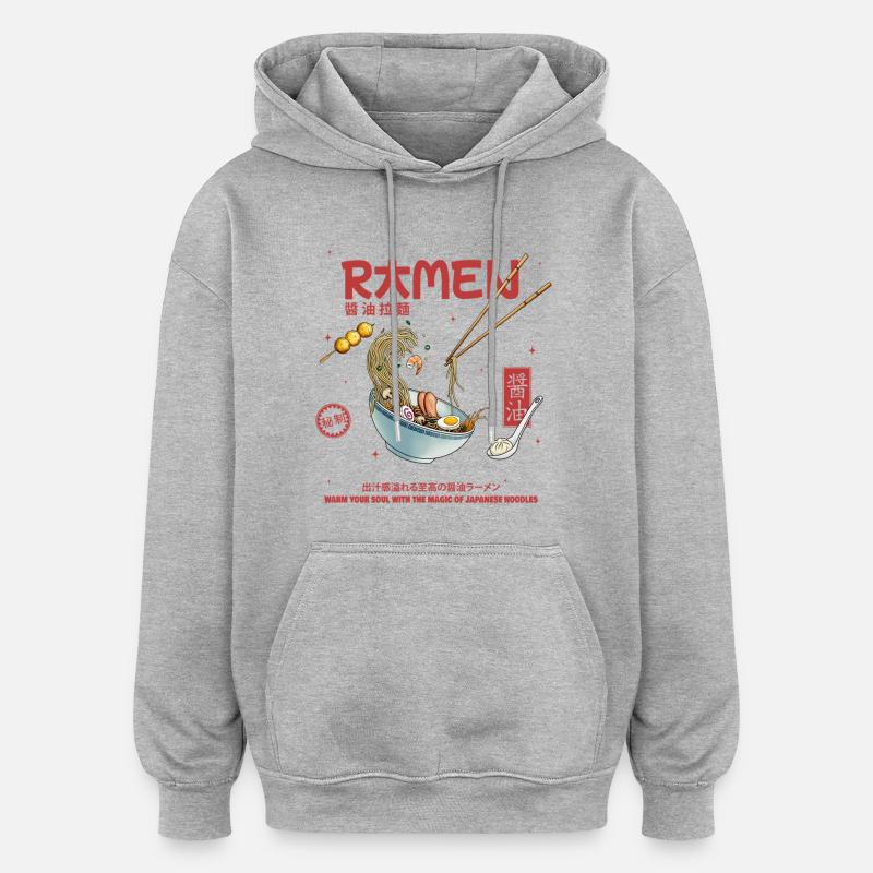Ramen  - Sweat à capuche oversize unisexe - gris chiné